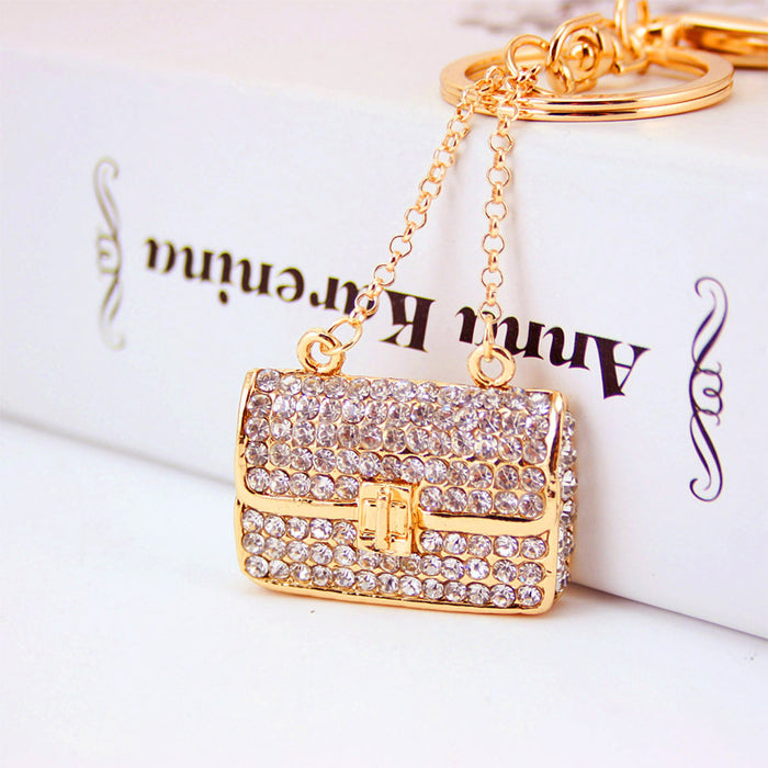 Rhinestone Crystal Chain Bag Keychain Metal Purse Charm for Women