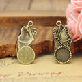 Butterfly Round Pendant Tray Jewelry Making Component view 2