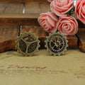 Layered Mechanical Gear Metal Charm in Three Finishes view 3