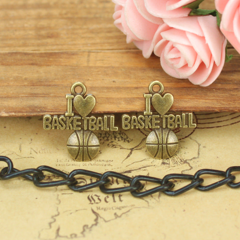 Basketball Letter Alloy Charm Pendant 21x20mm