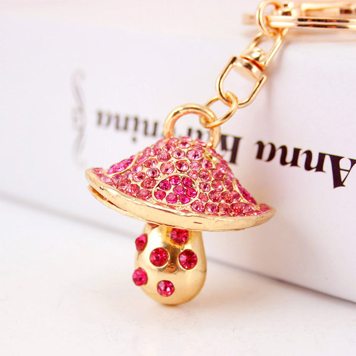 Rhinestone Mushroom Keychain, Cute Fruit and Vegetable Style Bag Charm