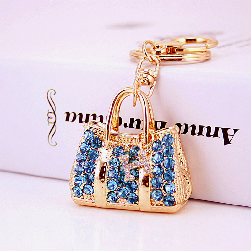 Cute Rhinestone Handbag Keychain Metal Purse Bag Charm for Car Keys