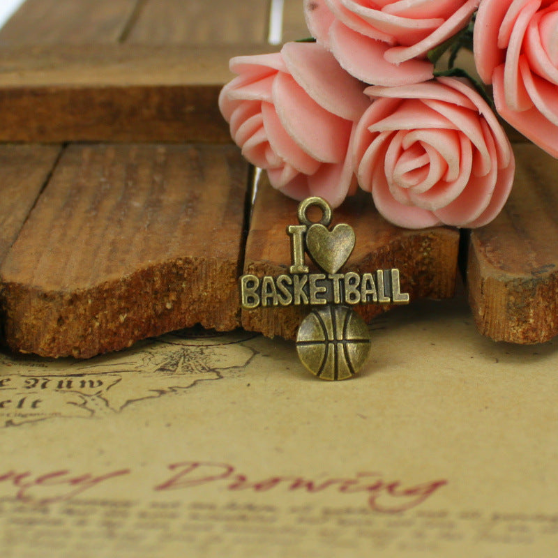 Basketball Letter Alloy Charm Pendant 21x20mm
