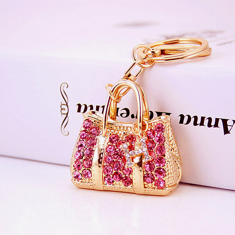 Cute Rhinestone Handbag Keychain Metal Purse Bag Charm for Car Keys