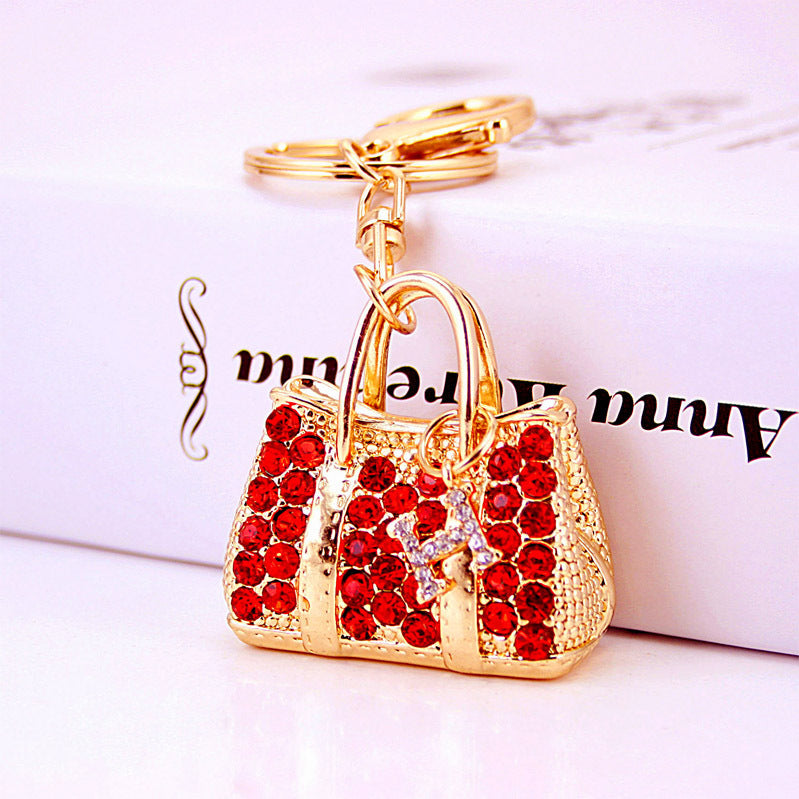 Cute Rhinestone Handbag Keychain Metal Purse Bag Charm for Car Keys