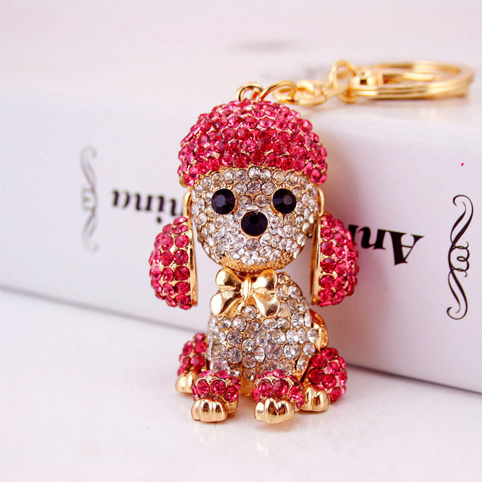 Rhinestone Big Ear Dog Keychain Zinc Alloy Animal Car Key Bag Charm