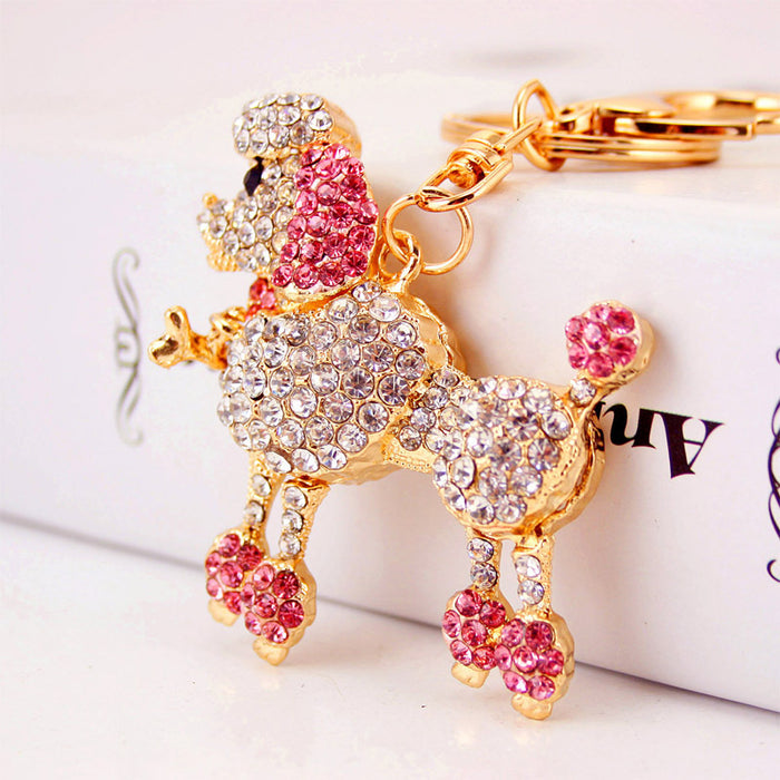 Cute Poodle Dog Keychain Zinc Alloy Car Key Ring Bag Charm Gift