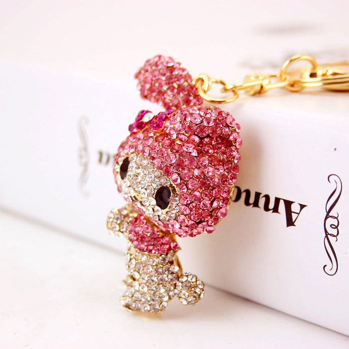 Rhinestone Cute Rabbit Keychain Bunny Bag Charm Gift for Women