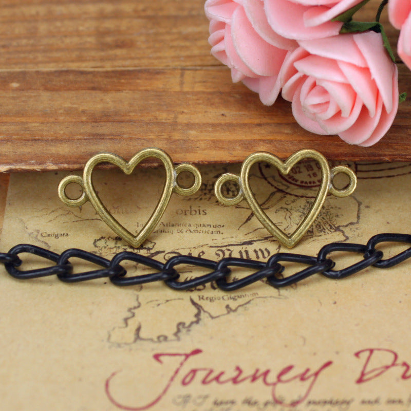 24x16mm Double Hole Heart Alloy Connector Charm
