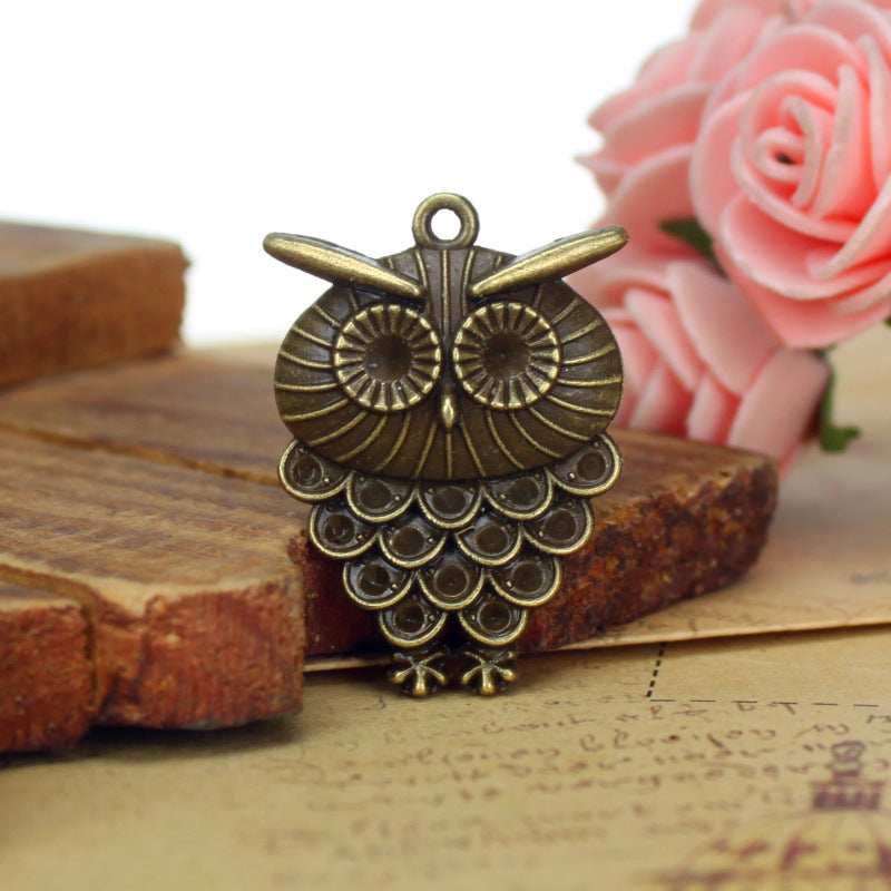 34x24mm Vintage Owl Alloy Charm Pendant