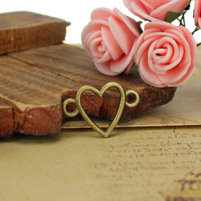 24x16mm Double Hole Heart Alloy Connector Charm