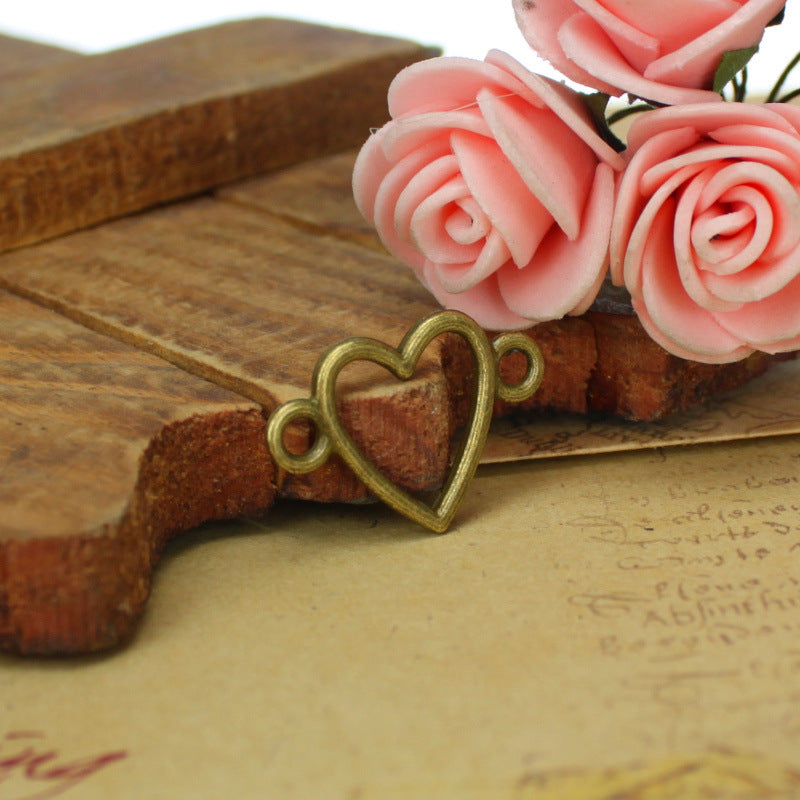 24x16mm Double Hole Heart Alloy Connector Charm