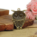 Antique Owl Charm Pendant With Layered Feather Detail For Jewelry Making view 4