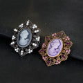 Black Silver Tone Woman Portrait Crystal Metal Brooch Pin 1 Pictured Designs view 5