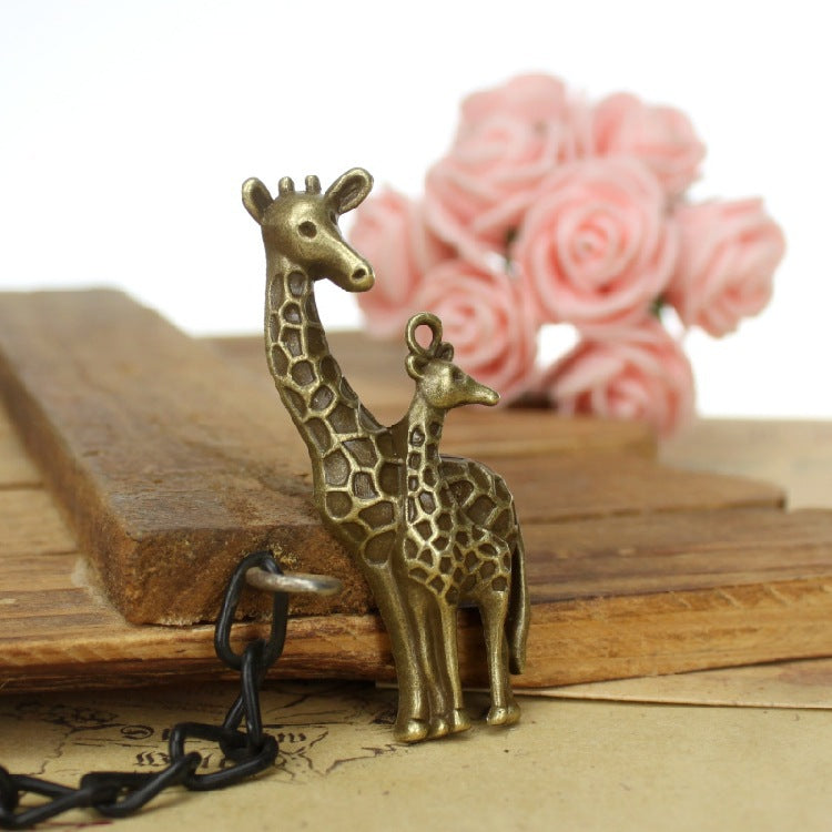 55x20mm Mother and Baby Giraffe Alloy Charm Pendant