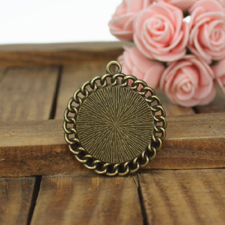 20mm Round Alloy Pendant Tray with Chain Edge