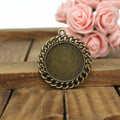 20mm Round Alloy Pendant Tray with Chain Edge