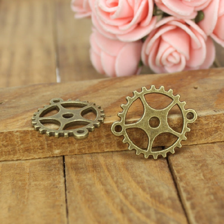Double-Hole Gear Alloy Connector Charm 20mm