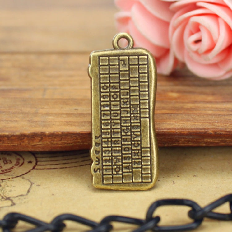 32x14mm Alloy Keyboard Charm Pendant for Necklace DIY Jewelry