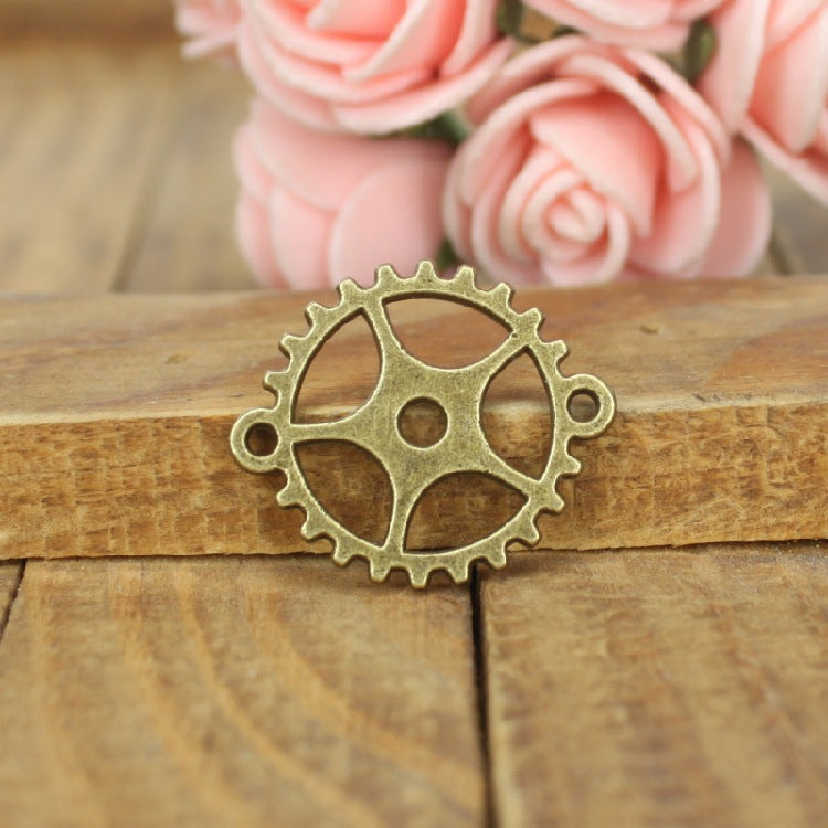 Double-Hole Gear Alloy Connector Charm 20mm
