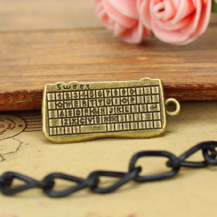 32x14mm Alloy Keyboard Charm Pendant for Necklace DIY Jewelry