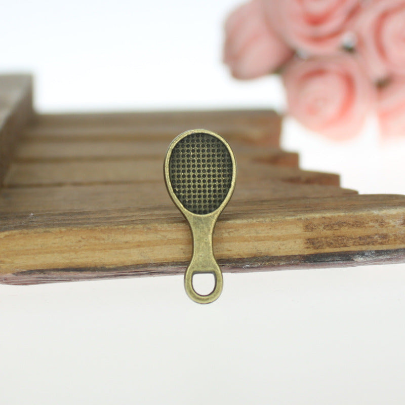 Alloy Tennis Racket Charm Pendant 23x10mm