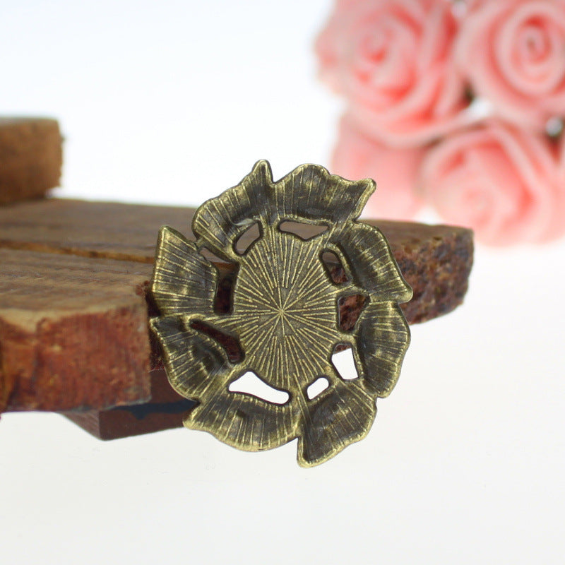 Alloy Leaf Edge Cabochon Tray Pendant