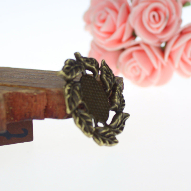 Alloy Leaf Edge Cabochon Tray Pendant