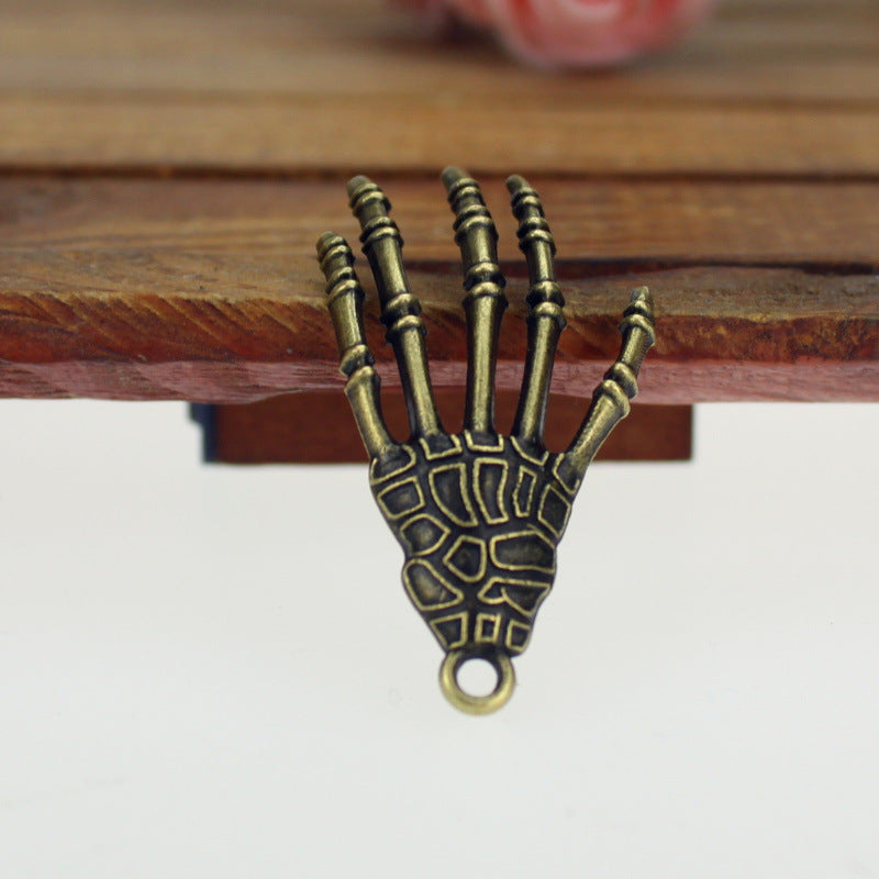 40x20mm Alloy Skull Hand Charm Pendant, Vintage Punk DIY Jewelry