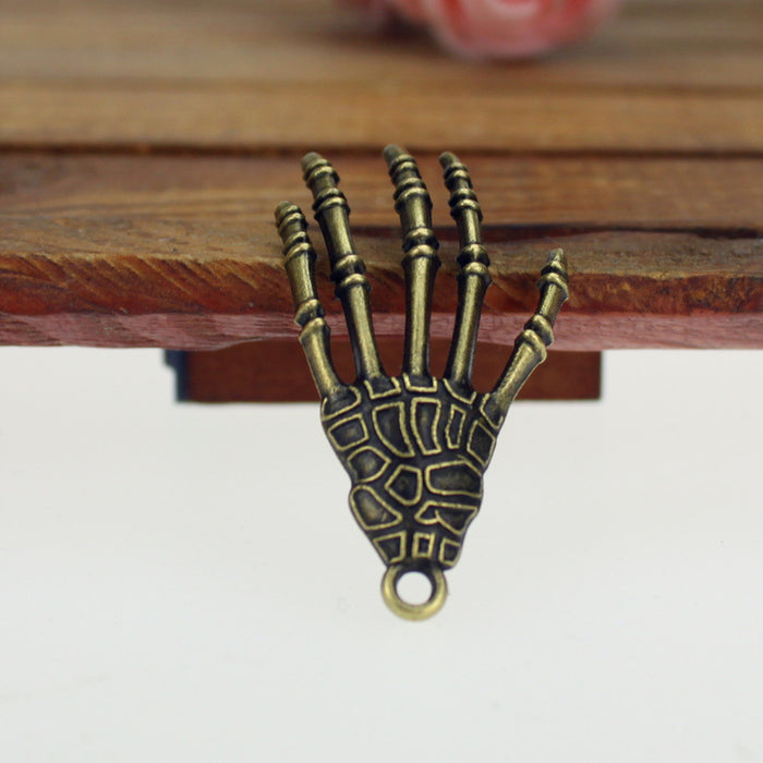 40x20mm Alloy Skull Hand Charm Pendant, Vintage Punk DIY Jewelry