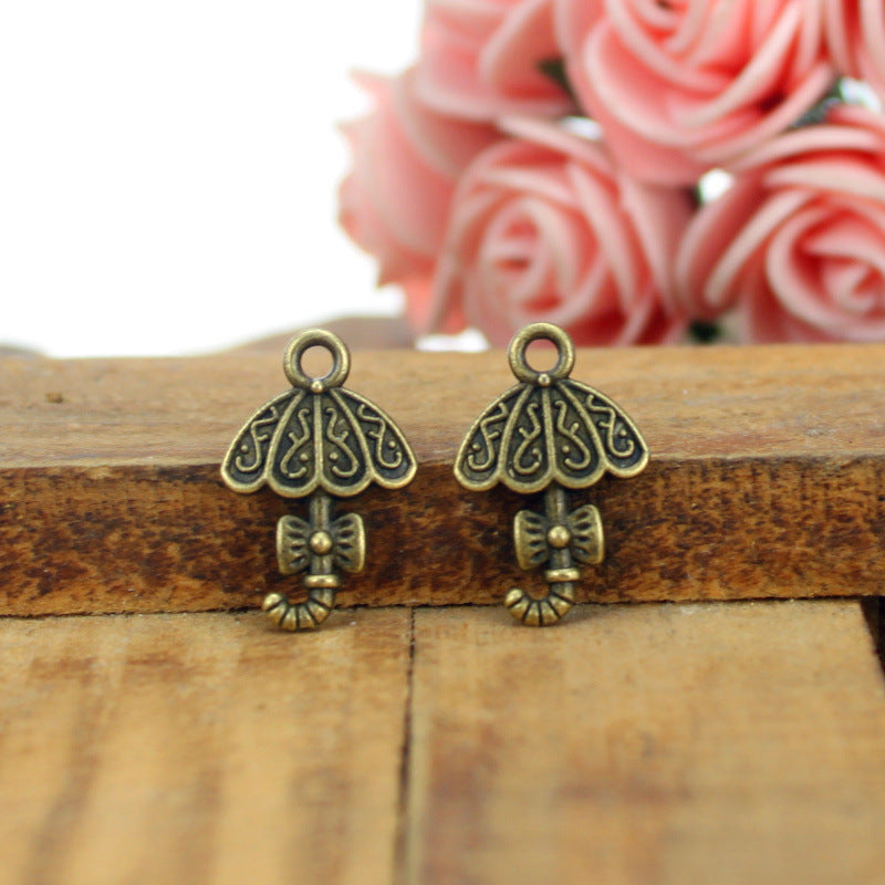 Double-Sided Bow Umbrella Alloy Charm Pendant 20x13mm