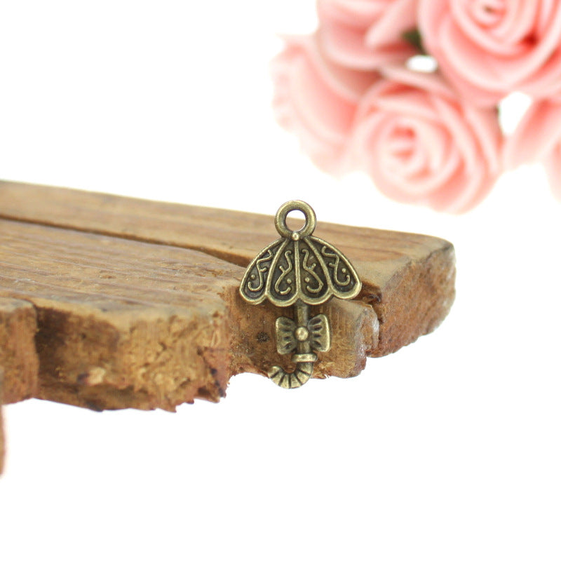 Double-Sided Bow Umbrella Alloy Charm Pendant 20x13mm