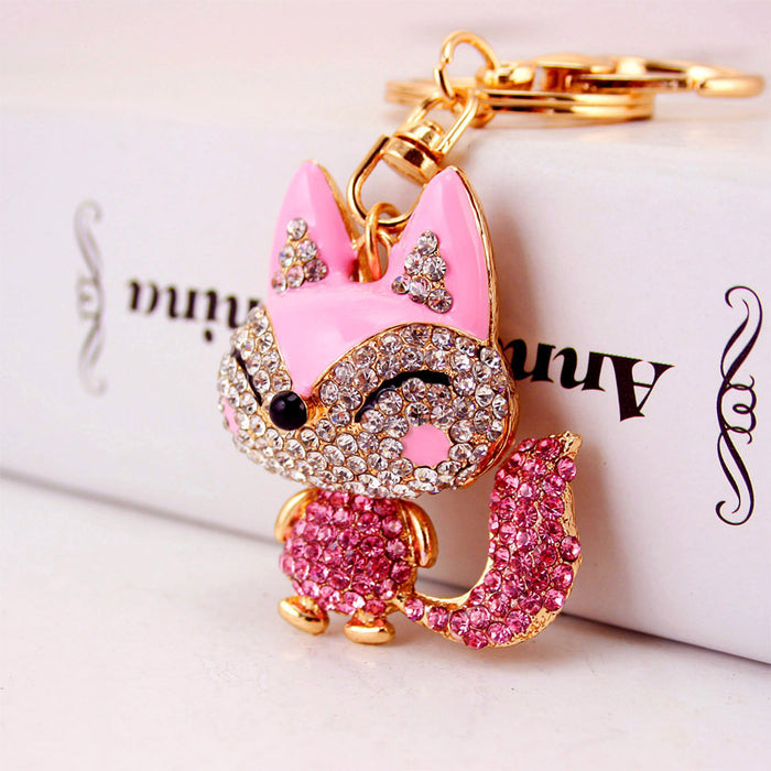 Cute Long Tail Fox Car Keychain Metal Bag Charm Gift