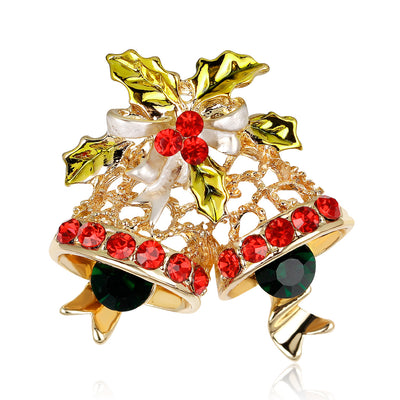 Front product view of the bell pendant charm in gold and red