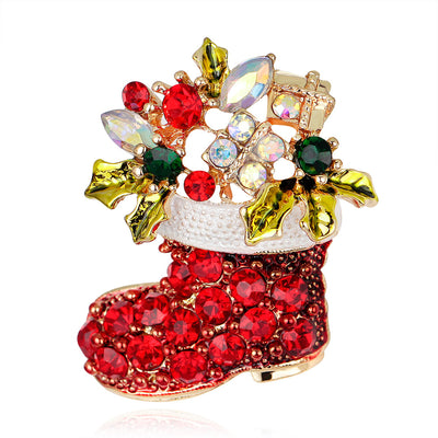 Front product view of the flower brooch pin in red and gold