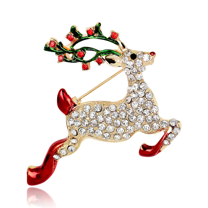 Red Gold Tone Spotted Deer Metal Brooch Pin for Jackets and Lapels
