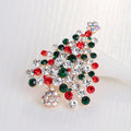 Red Silver Tone Christmas Tree Crystal Metal Pendant Charm view 4