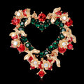 Red Gold Tone Floral Wreath Wreath Metal Brooch Pin 1 Pictured Designs view 2