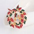 Red Gold Tone Floral Wreath Wreath Metal Brooch Pin view 4