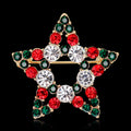 Red Silver Tone Flower Metal Brooch Pin for Jackets and Lapels view 2