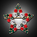 Red Silver Tone Flower Metal Brooch Pin for Jackets and Lapels view 3