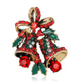 Red Silver Tone Bell Three Designs Metal Brooch Pin view 3