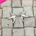Antique Silver Double-Sided Swallow Charm Pendant 22x17mm