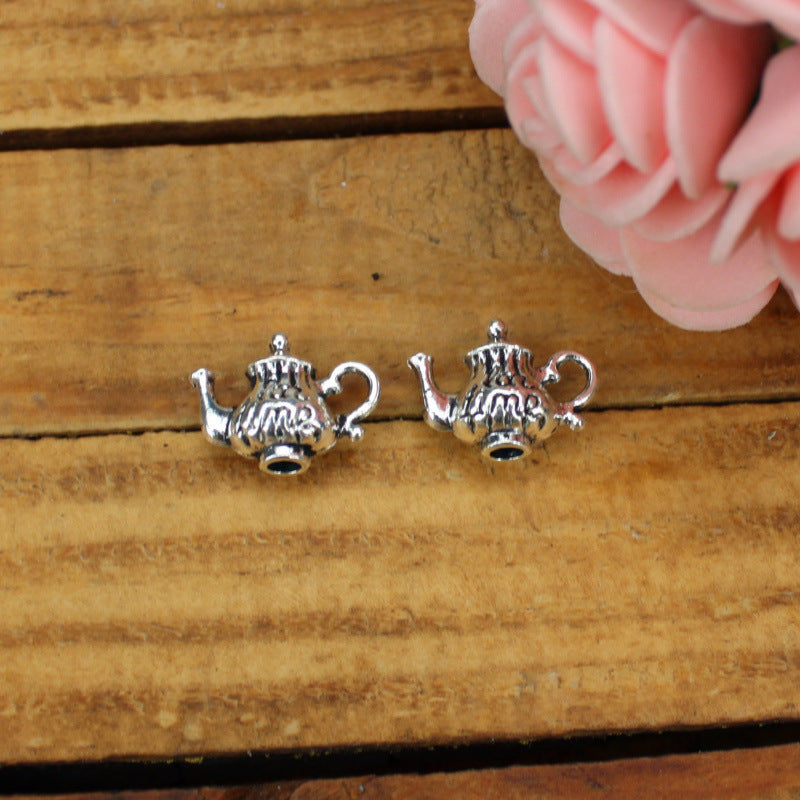Antique Silver 3D Alloy Teapot Charm Pendant 15x12mm