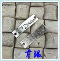 Antique Silver Double-Hole Curved Letter Bar Pendant 39x10mm