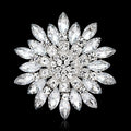 Pink Silver Tone Flower Crystal Nine Designs Metal Brooch Pin view 6
