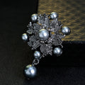 Black Silver Tone Flower Pearl Look Two Designs Metal Brooch Pin 2 Pictured Designs 2 view 3