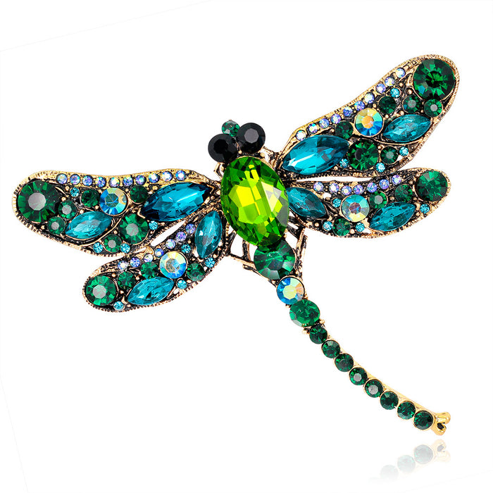 Aqua Green Dragonfly Seven Designs Metal Brooch Pin