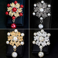 Black Silver Tone Flower Pearl Look Two Designs Metal Brooch Pin 2 Pictured Designs 2 view 1