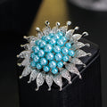 Black Silver Tone Sunflower Crystal Pearl Look Two Designs Metal Brooch Pin 2 Pictured 2 view 3